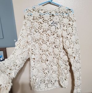Vintage Crochet Style Cutout Sweater